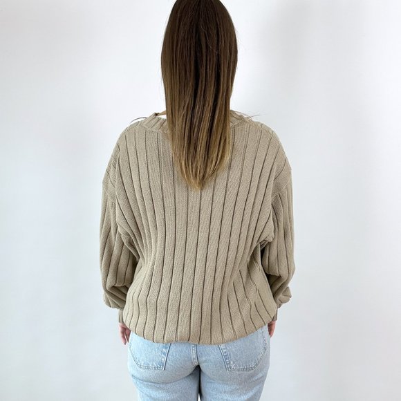 Vintage Neutral Oversized Chunky Knit Sweater - Picture 6 of 6